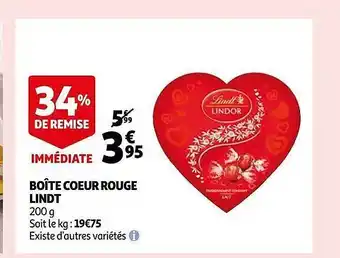 Auchan Boîte cœur rouge lindt offre