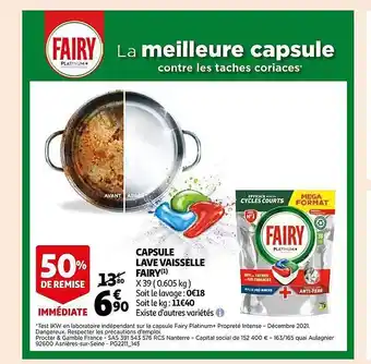 Auchan Capsule lave vaisselle fairy offre