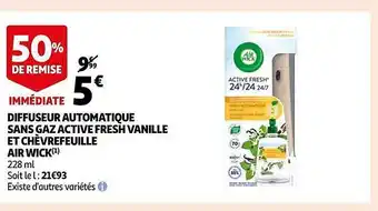 Auchan Diffuseur automatique sans gaz active fresh vanille et chèvrefeuille air wick offre