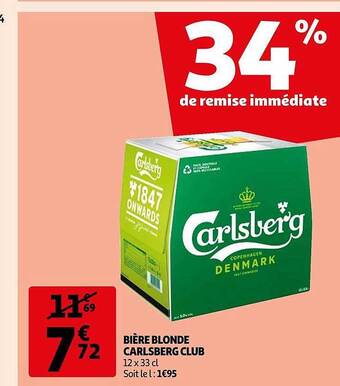 Auchan Bière blonde carlsberg club offre