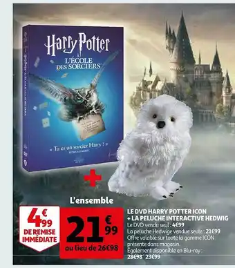 Auchan Le dvd harry potter icon + la peluche interactive hedwig offre