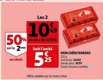 Auchan Mon chéri ferrero offre