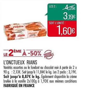Match L'onctueux rians offre