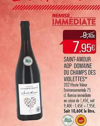 Saint-amour aop domaine du champs des violettes