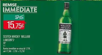 Match Scotch whisky william lawson's offre