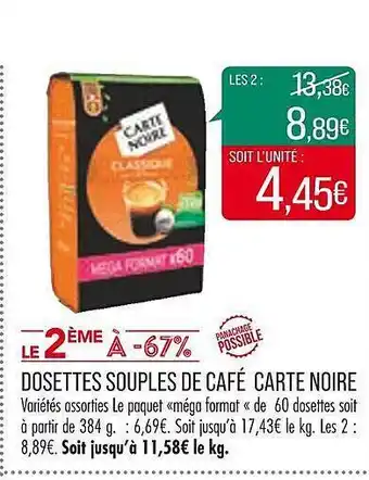 Match Dosettes souples de café carte noire offre