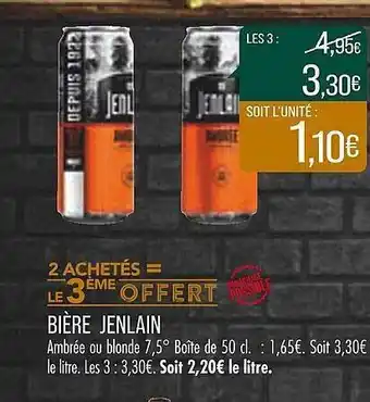 Match Bière jenlain offre