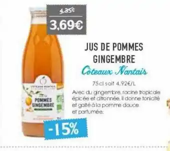 Naturalia Jus de pommes gingembre côteaux nantais offre