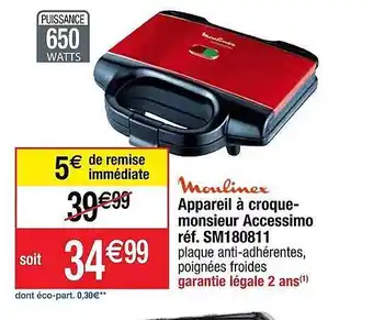 Cora x Carrefour Moulinex appareil à croque-monsieur accessimo offre