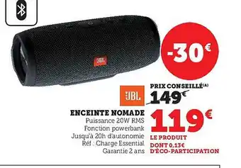 Super U Jbl enceinte nomade offre