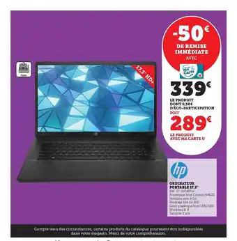 Super U Hp ordinateur portable 17.3 offre