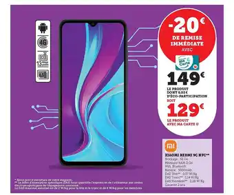 Super U Xiaomi redmi 9c nfc offre