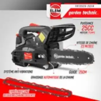 E.Leclerc Brico Elagueuse thermique 25cc - guide 25cm - 2 temps - livrée avec 2 chaînes - elem garden offre