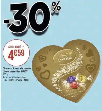 Géant Casino Chocolat Coeur de Boules Lindor Assorties Lindt offre