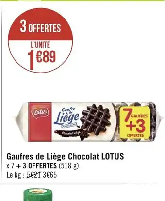 Géant Casino Gaufres de Liege Chocolat Lotus offre