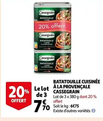 Auchan Ratatouille Cuissinée A LA Provencale Cassegrain offre