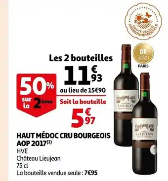 Auchan Haut Médoc Cru Bourgeois AOP 2017 offre