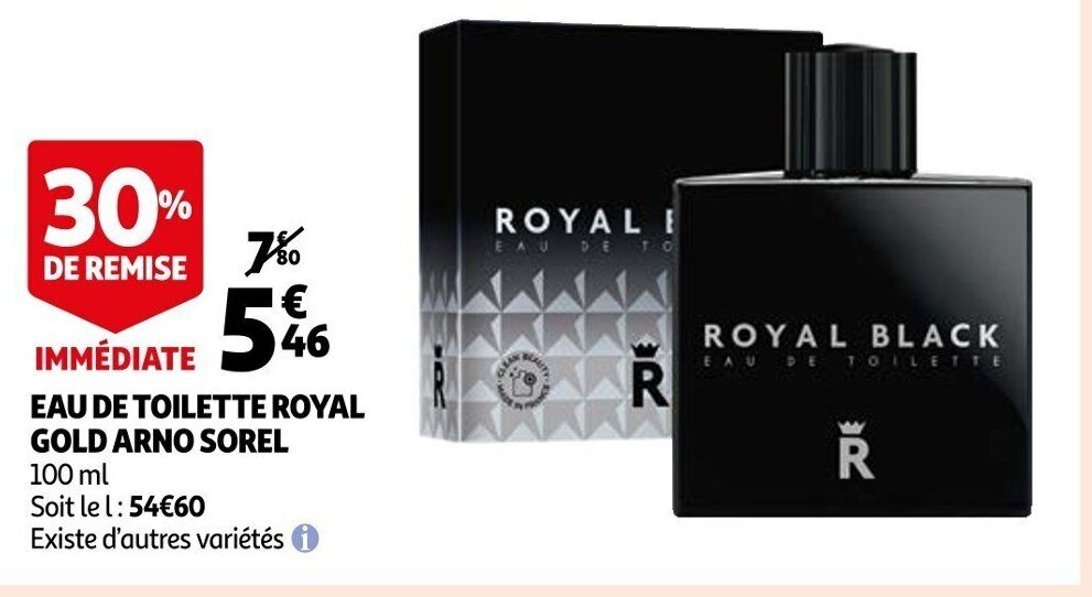 Promo Eau De Toilette Royal Gold Arno Sorel chez Auchan