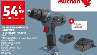 Starter Pack Perceuse +1 Batterie +1 Chargeur Auchan