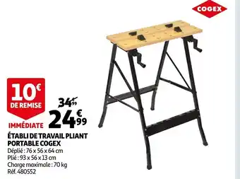 Auchan Établi De Travail Pliant Portable Cogex offre