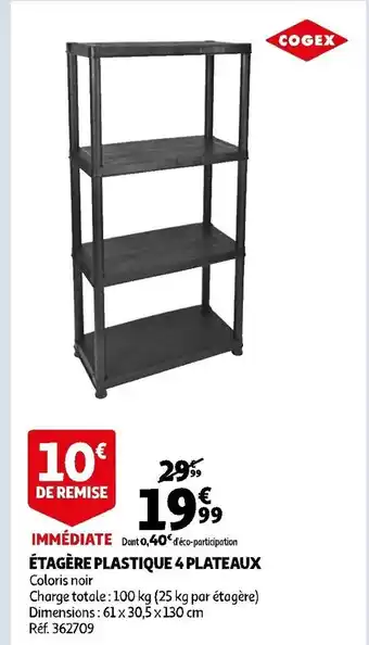 Auchan Étagére Plastique 4 Plateaux offre