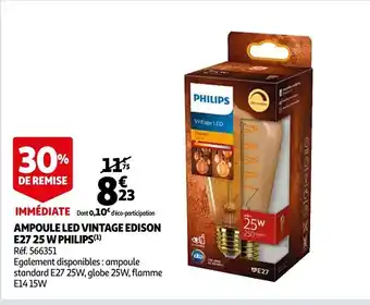 Auchan Ampoule Led vintage Edison E27 25 W Philips offre