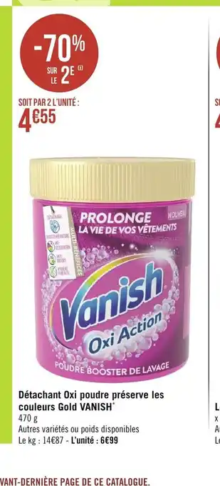 Géant Casino Detachant Oxi Poudre Preserve Les Couleurs Gold Vanish offre