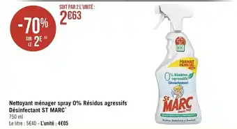 Géant Casino Nettoyant Menager Spray 0% Residus Agressifs Desinfectant St Marc offre