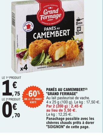 E.Leclerc Panes au Camembert Grand Fermage offre