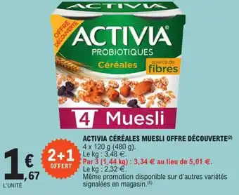 E.Leclerc Activia céréales muesli Offre Découverte offre
