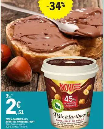 E.Leclerc Pate a Tartiner 45% Noisettes Italiennes Novi offre