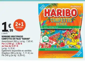 E.Leclerc Bonbons multipacks confettis en folie haribo offre