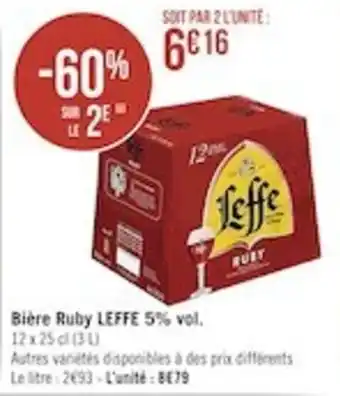 Casino Supermarchés Biere Ruby Leffe 5%vol offre