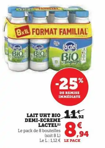 U Express Lait uht bio demi-ecreme lactel offre
