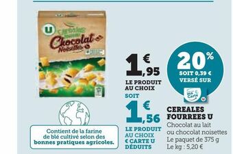 Super U Cereales fourrees u offre