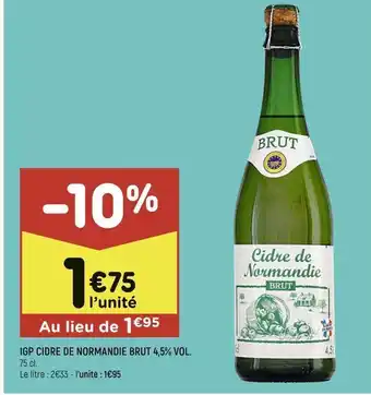 Leader Price Igp cidre de normandie brut 4,5% vol offre