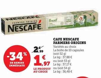 U Express Cafe nescafe farmers origins offre