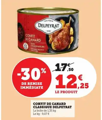 Super U Confit de canard classique delpeyrat offre