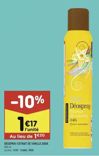 Leader Price Déospray extrait de vanille sooa offre