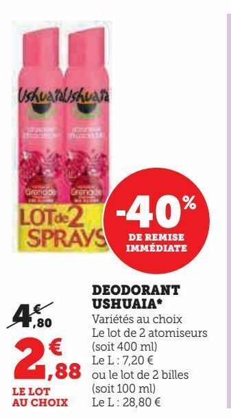 U Express Deodorant ushuaia offre
