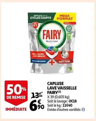 Auchan Supermarché Capsul Lave Vaisselle Fairy offre