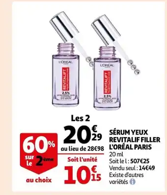 Auchan Supermarché Sérum Yeux Revitalif Filler L'Oréal Paris offre