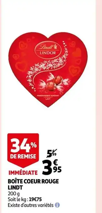 Auchan Supermarché Boîte Coeur Rouge Lindt offre