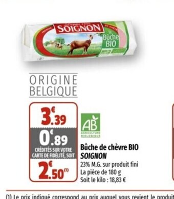Coccimarket Bûche de Chèvre Bio Soignon offre