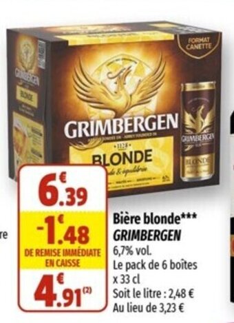 Coccimarket Biére Blonde Grimbergen offre