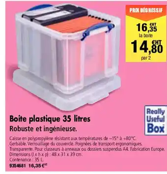 Boite Plastique 35 Litres