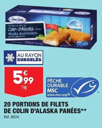 ALDI 20 portions de filets de colin d'alaska panées offre