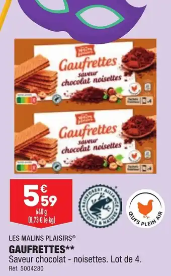ALDI Gaufrettes LES MALINS PLAISIRS offre