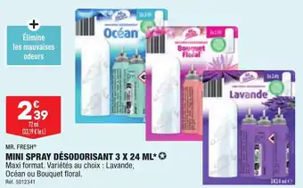 ALDI Mini spray désodorisant 3 X 24 ML MR. FRESH offre