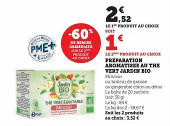 Preparation aromatisee au the vert jardin bio